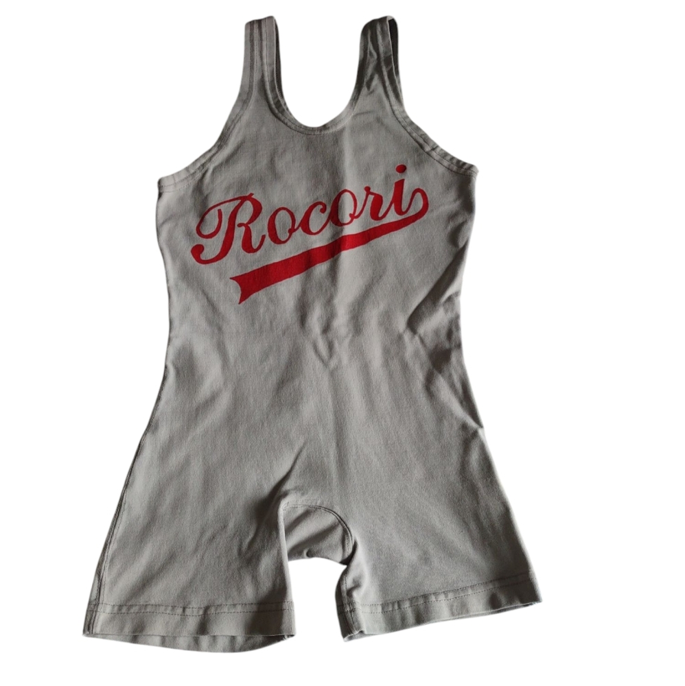 Sand-Knit XS Grey Rocori Unitard Vintage Highschool Wrestling Suit